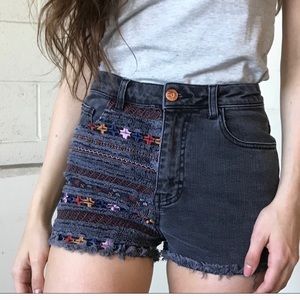 Top Shop black denim moto shorts